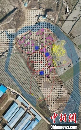 圖為位于甘肅省天水市張家川回族自治縣境內的圪垯川遺址史家類型時期大型環壕聚落布局。(資料圖) 甘肅省文物局供圖
