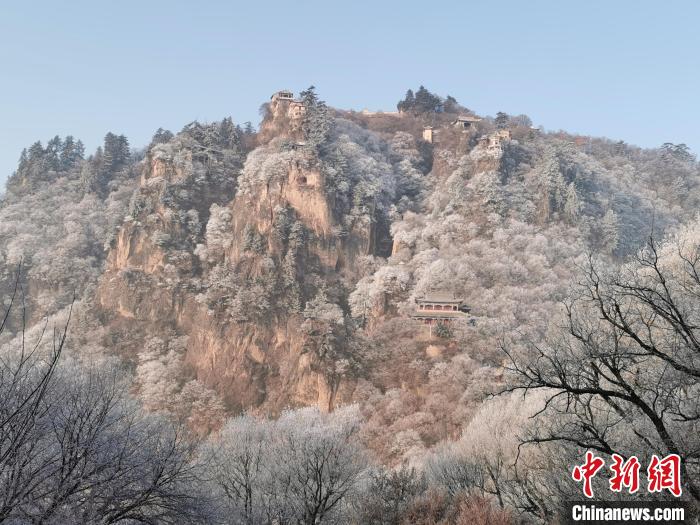 圖為崆峒山霧凇景色?！⌒煺袢A 攝