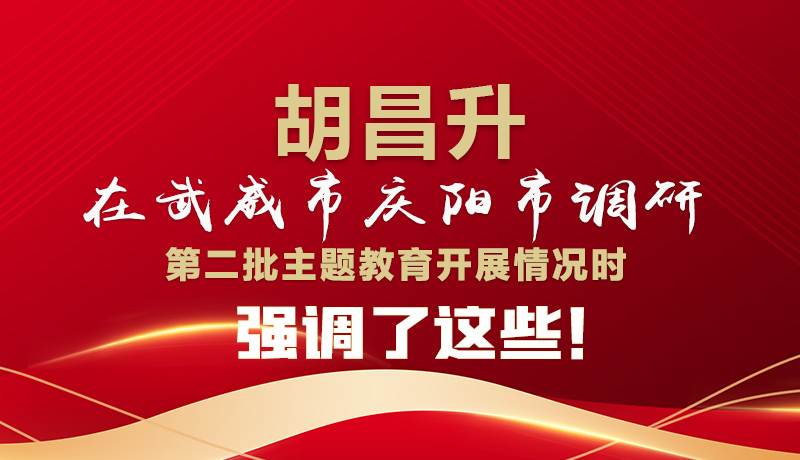 圖解|胡昌升在武威市慶陽市調研第二批主題教育開展情況時強調了這些！